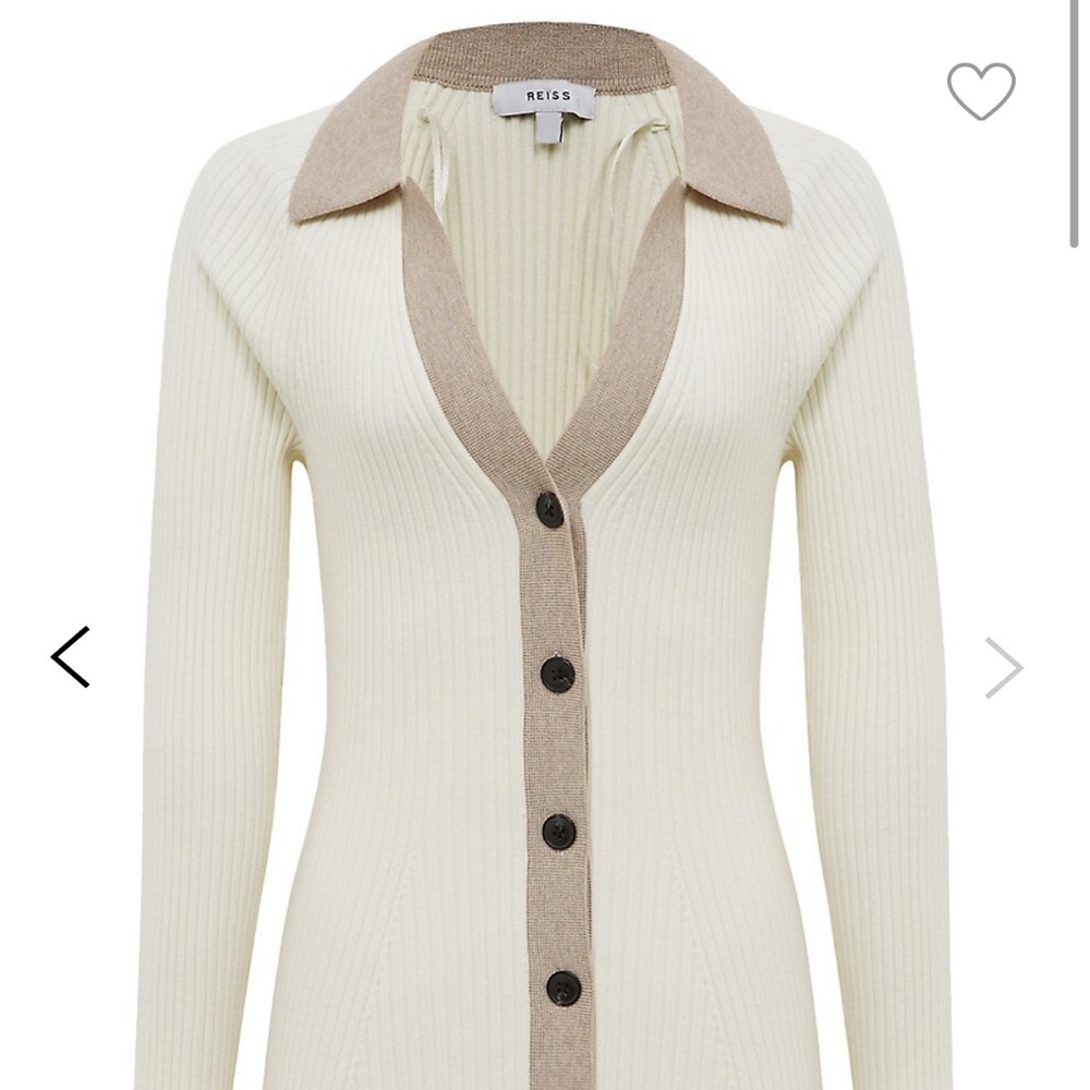 Reiss ribbed collared cardigan